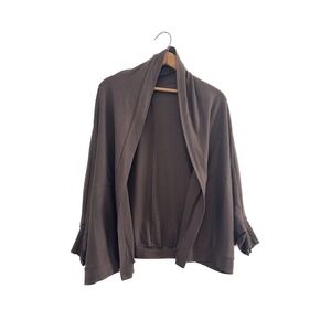 Ter Et Bantine Open Front Cardigan Brown Linen Cotton 42